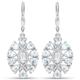 2.93 CT Genuine Aquamarine and White