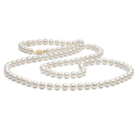 White Freshwater Pearl Rope, Choose 35 or 52"es, 7.5-8.0mm