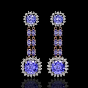 20.06 ctw Tanzanite & Diamond Earrings 14K Rose Gold