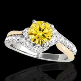 1.6 ctw Certified SI Intense Diamond Bypass Solitaire Ring 10k 2Tone Gold