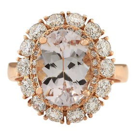 Morganite Diamond Ring 14K Rose Gold
