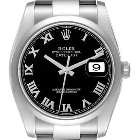 Rolex Datejust Black Roman Dial Steel