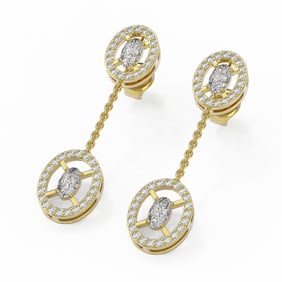 2 ctw Diamond Designer Earrings 18K Yellow Gold