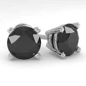 4.0 ctw Black Diamond Stud Designer Earrings 18k White Gold