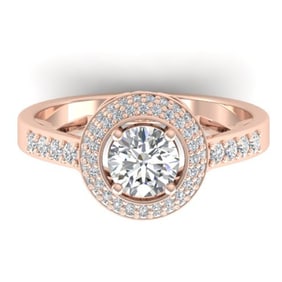 1.45 ctw Certified VS/SI Diamond Art Deco Micro Ring 14k Rose Gold