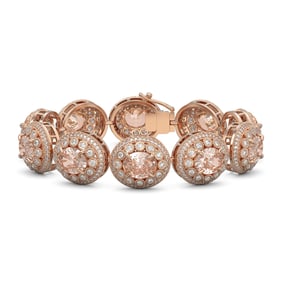 40.92 ctw Morganite & Diamond Victorian Bracelet 14K Rose Gold