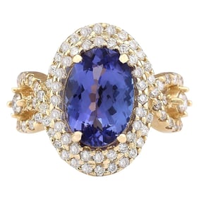 Tanzanite Diamond Ring 14K Yellow Gold