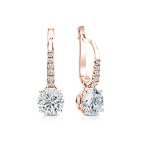 Natural 1.25 CTW Diamond Dangle Earrings 14K Rose Gold