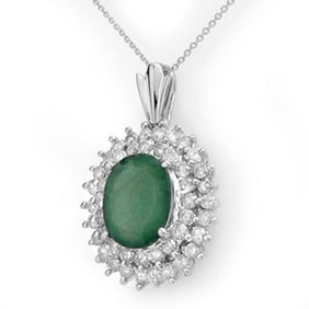 10.11 ctw Emerald & Diamond Pendant 18k White Gold