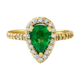 1.50 Emerald 14K Yellow Gold Diamond Ring