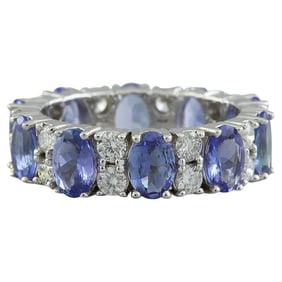 6.94 CTW Tanzanite 14K White Gold Diamond Ring
