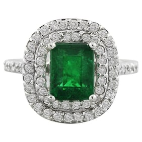 Natural Emerald Diamond Ring in 14