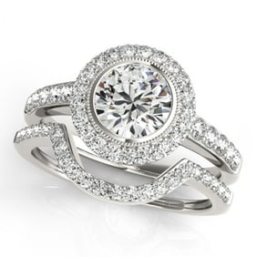 1.91 ctw Certified VS/SI Diamond 2pc Wedding Set Halo 14k White Gold