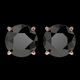 3.70 ctw Fancy Black Diamond Solitaire Stud Earrings 10k Rose Gold