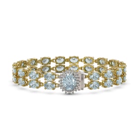 29.32 ctw Sky Topaz & Diamond Bracelet 14K Yellow Gold