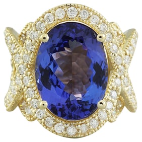 Tanzanite Diamond Ring 14K Yellow Gold