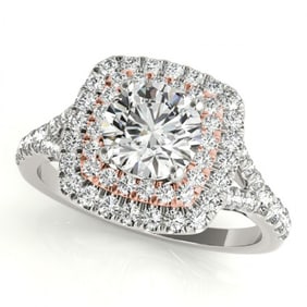 1.6 ctw Certified VS/SI Diamond Solitaire Halo Ring 18k 2Tone Gold
