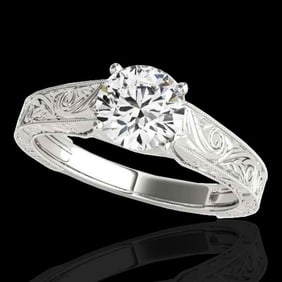 1.5 ctw Certified Diamond Solitaire Antique Ring 10k White Gold