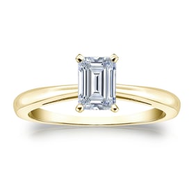Natural 0.50 CTW Diamond Solitaire Ring 14K Yellow Gold