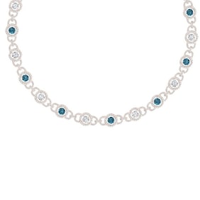 25 ctw Intense Blue Halo Diamond Necklace 18K Rose Gold