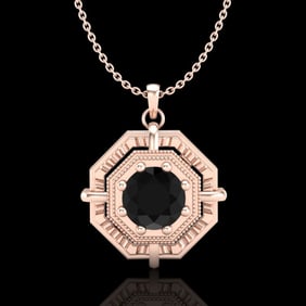 0.75 ctw Fancy Black Diamond Art Deco Stud Necklace 18k Rose Gold