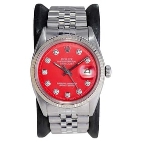 Rolex Steel Datejust with Custom Red