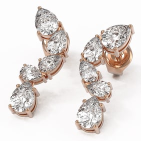 5.3 ctw Pear Diamond Designer Earrings 18K Rose Gold