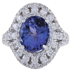 Tanzanite Diamond Ring 14K White Gold
