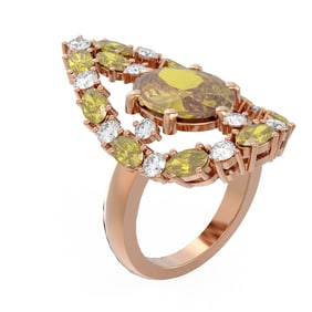 10.33 ctw Canary Citrine & Diamond Ring 18K Rose Gold