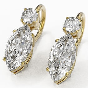 1.8 ctw Marquise Cut Diamond Designer Earrings 18K Yellow Gold