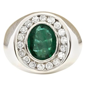 Natural Emerald Diamond Ring In