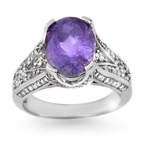4.70 ctw Tanzanite & Diamond Ring 14k White Gold