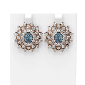 8.08 ctw Aquamarine & Diamond Earrings 18K Rose Gold