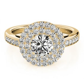 0.85 ctw Certified VS/SI Diamond Halo Ring 18k Yellow Gold