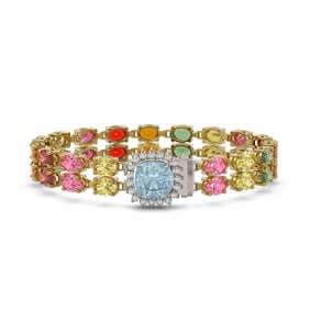 19.77 ctw Sapphire & Diamond Bracelet 14K Yellow Gold