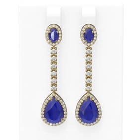 9.91 ctw Sapphire & Diamond Earrings 18K Yellow Gold