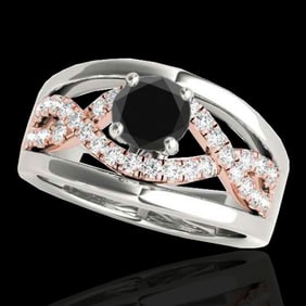 1.3 ctw Certified VS Black Diamond Solitaire Ring 10k 2Tone Gold