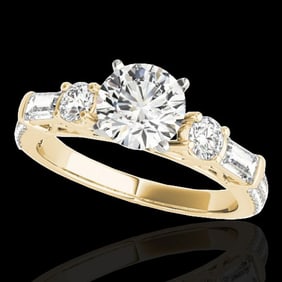 2 ctw Certified Diamond Pave Solitaire Ring 10k Yellow Gold