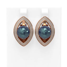 1.61 ctw Diamond & Pearl Earrings 18K Rose Gold