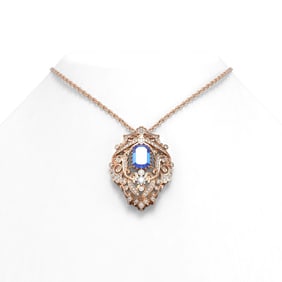 6.16 ctw Tanzanite & Diamond Necklace 18K Rose Gold