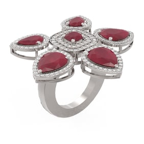 15.43 ctw Ruby Diamond Ring 18K White Gold