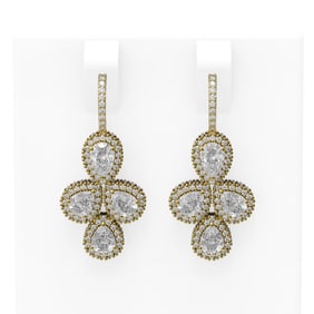 4.32 ctw Pear Diamond Earrings 18K Yellow Gold