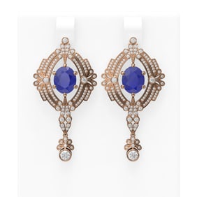 11.24 ctw Sapphire & Diamond Earrings 18K Rose Gold