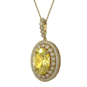 18.56 ctw Canary Citrine & Diamond Victorian Necklace 14K Yellow Gold