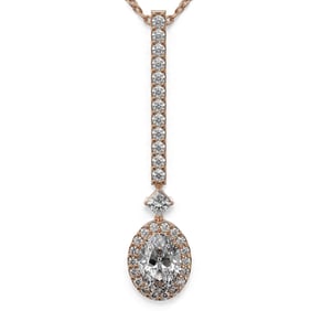 1.3 ctw Oval Cut Diamond Designer Necklace 18K Rose Gold