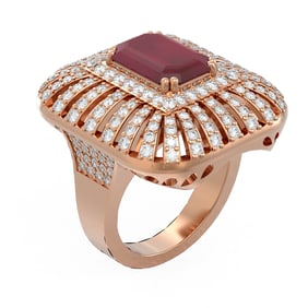 8.52 ctw Ruby & Diamond Ring 18K Rose Gold