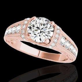 1.75 ctw Certified Diamond Solitaire Antique Ring 10k Rose Gold