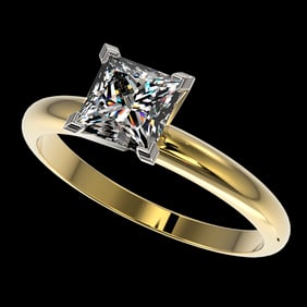1.25 ctw Certified VS/SI Quality Princess Diamond Ring 10k Yellow Gold
