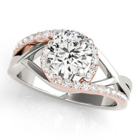 1.55 ctw Certified VS/SI Diamond Bypass Solitaire Ring 18k 2Tone Gold