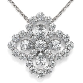 2.5 ctw Pear Cut Diamond Designer Necklace 18K White Gold